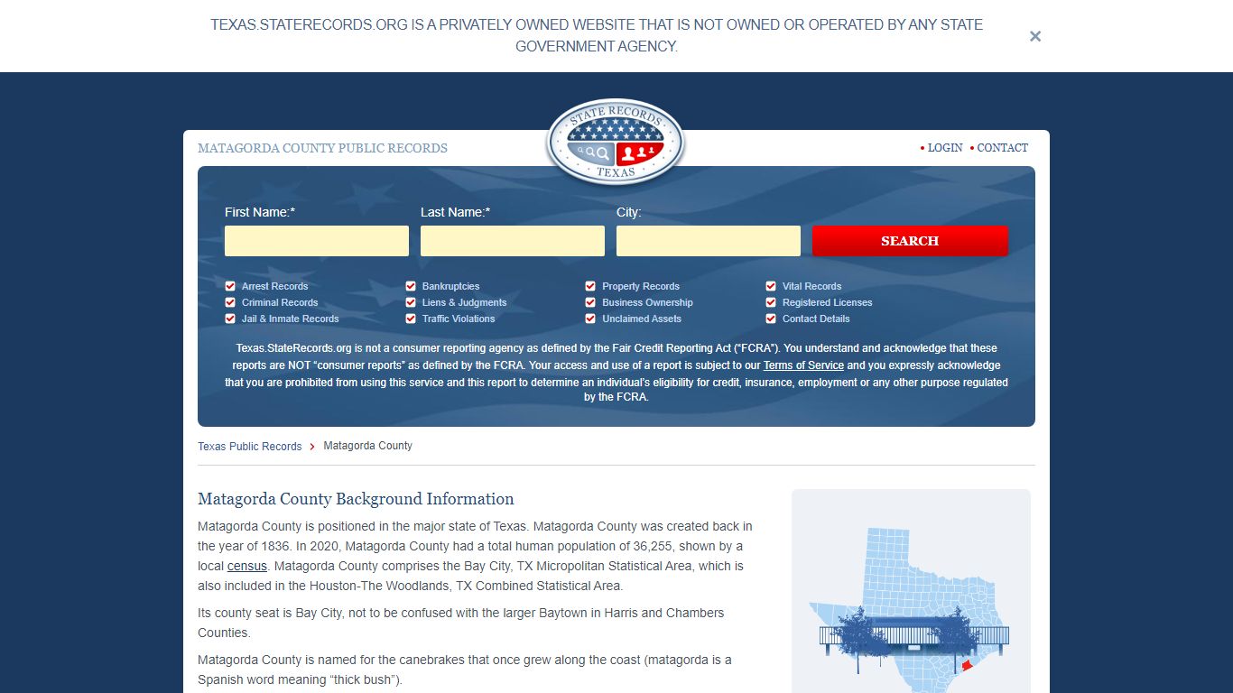 Matagorda County Arrest, Court, and Public Records | StateRecords.org